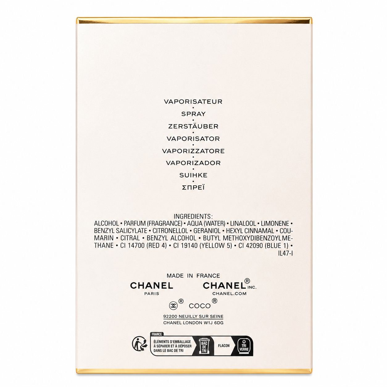 Chanel Coco Mademoiselle perfume box packaging