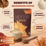 Organic mushroom coffee jar with adaptogenic blend
