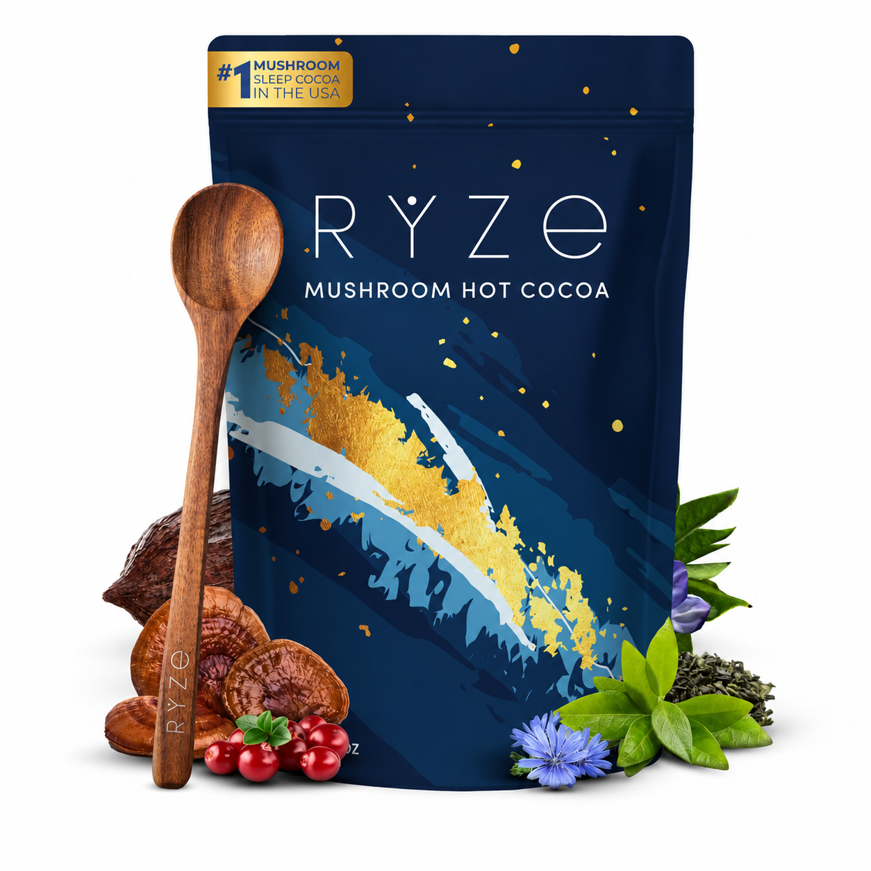 RYZE mushroom hot cocoa sleep blend box