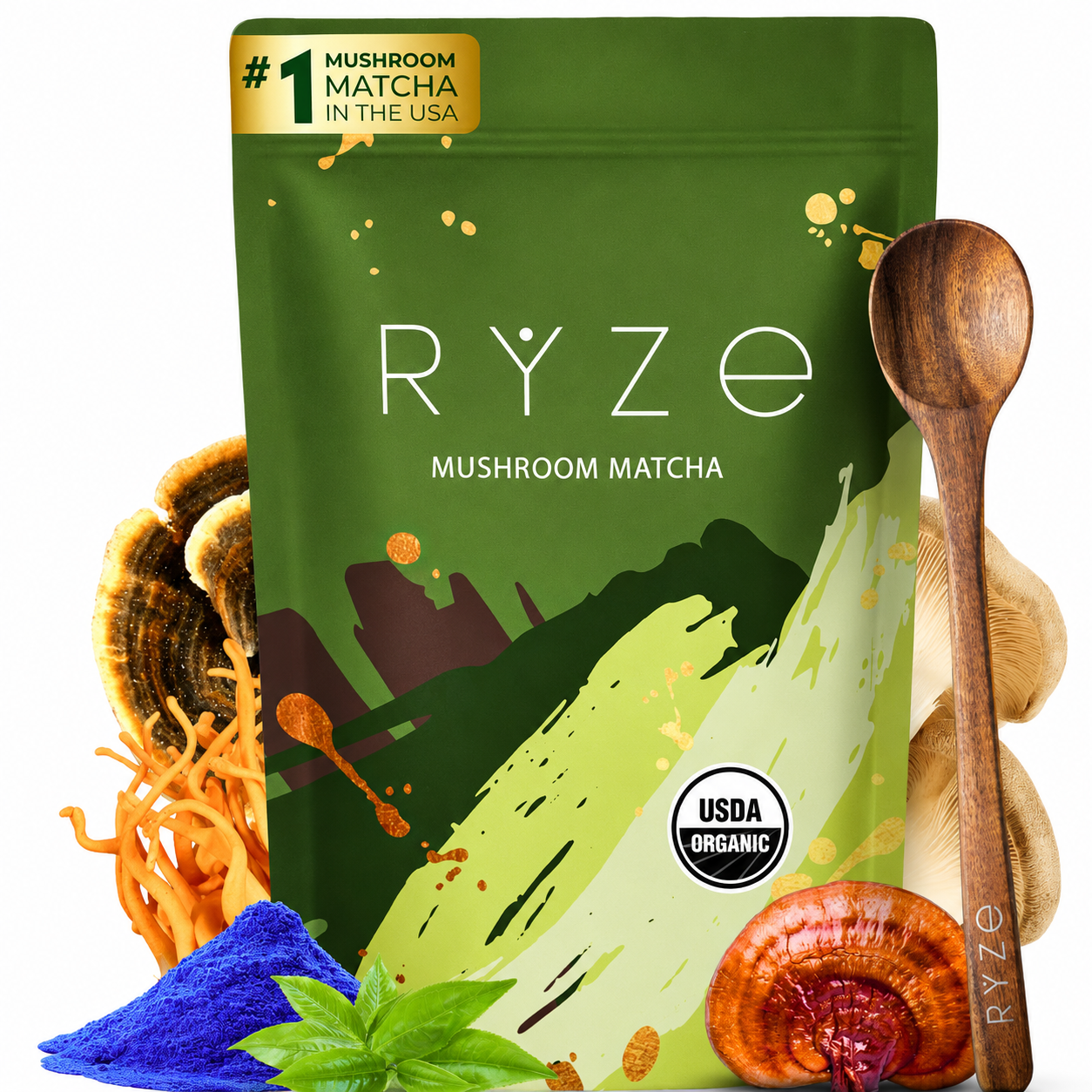 RYZE mushroom matcha starter kit box