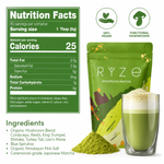 RYZE mushroom matcha powder scoop