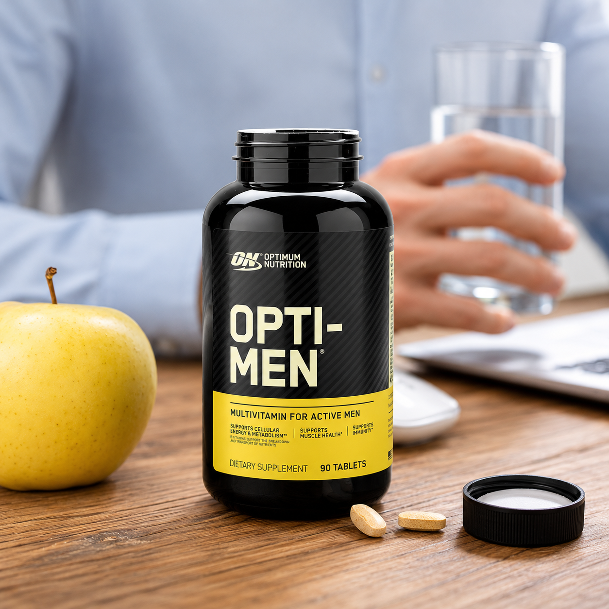 Optimum Nutrition Opti-Men tablets close up